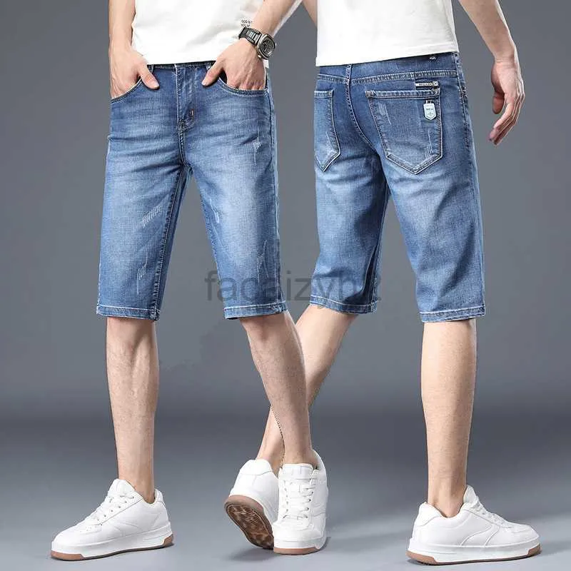 Heren jeans heren jeans nieuwe denim shorts heren zomer dunne dunne broek losse rechte been bijgesneden broek en elastische denim shorts voor jongeren plus size broek