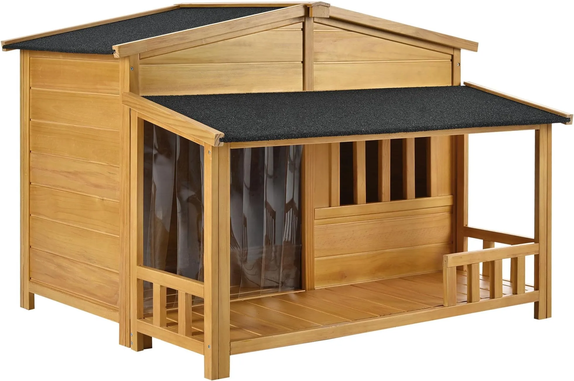 47 Wooden Dog House with Porch Indoor/Outdoor Crate for Medium
