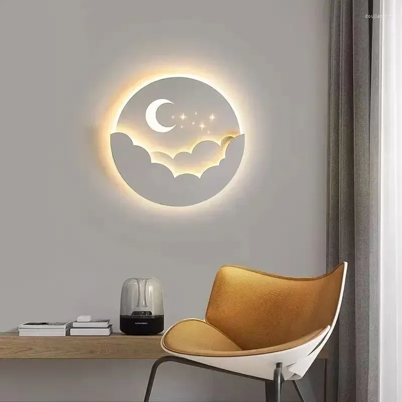 Wall Lamp LED Cloud Stars Moon For Bedroom Bedside Children's Room Kids Creative TV Background Stairway Aisle Pendant Light