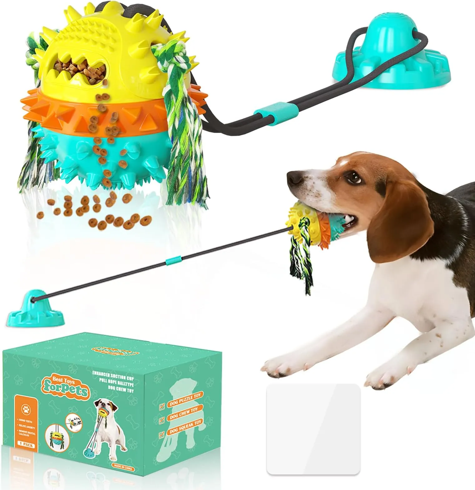 Interactive Dog Toys for Aggressive Chewers with Suction Cup and Rope Ball,  Multi-colored, 15.2 oz from Dhgate Dog Rope&Tug Toys - price 19.51