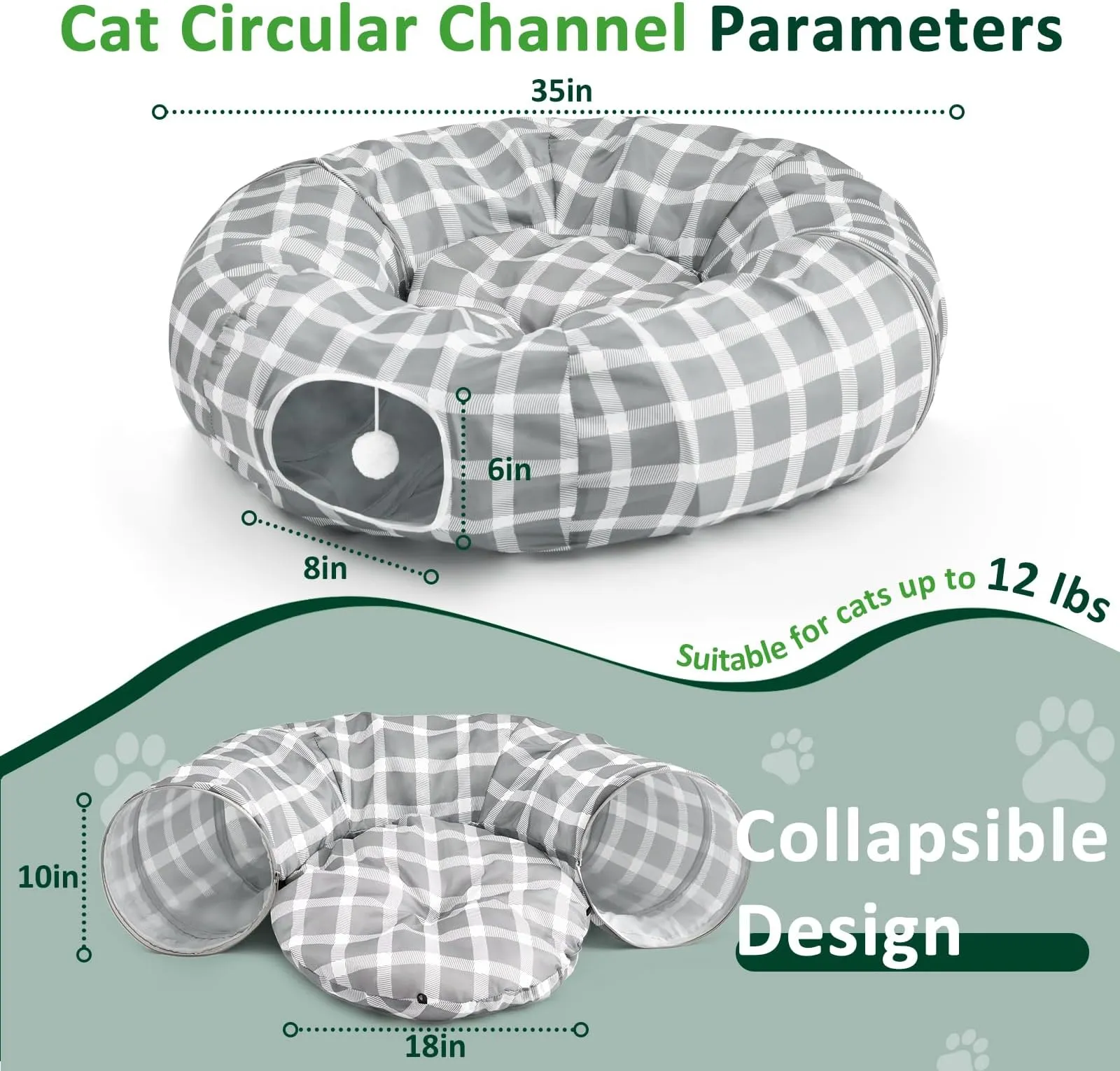 Purrfect Pet Tunnel Toy With Plush Ball Resting And Playing Collapsible Kitty Tunnel Bed Cat Toy Pet Supplies Purrfect Pet Tunnel Toy With Plush Ball Resting And Playing Collapsible Kitty Tunnel Bed Cat Toy Pet Supplies
