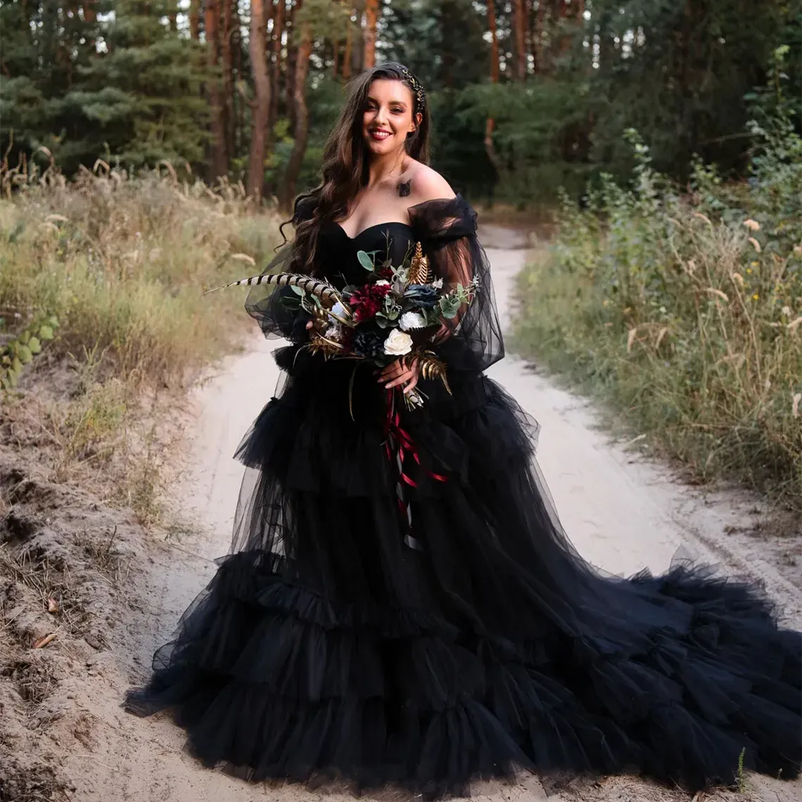 Vintage Black Gothic Wedding Dresses Off Shoulder... From Alegant_lady ...