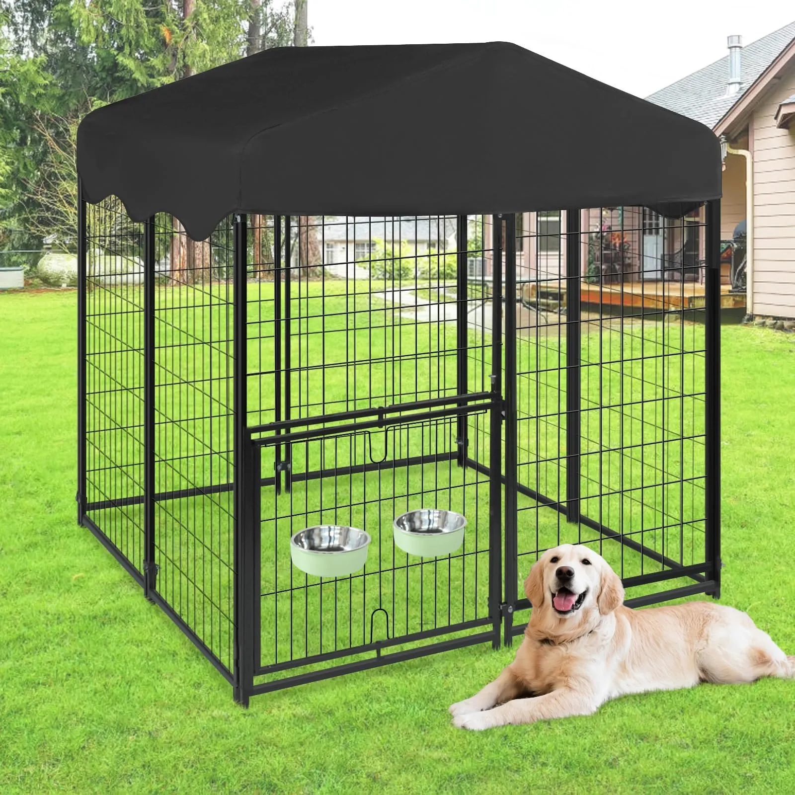 Outdoor Kennel Large Outdoor Dog Kennel With Rotating Dog Bowl