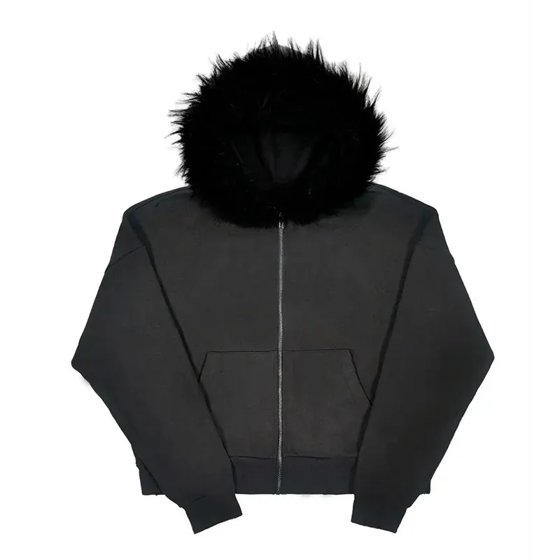 Y2K Zip up hoodie Faux Fur Collar Harajuku Rock Goth Top Retro Punk Loose  Jacket Hip Hop Streetwear Zipper Hoodie sweatshirt EMO - AliExpress