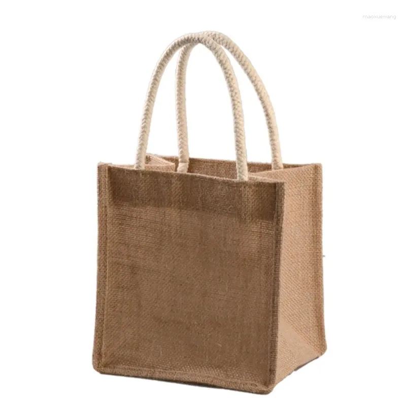 Boodschappentassen jute tote tas jute cadeau herbruikbare supermarkt met handvat voor het decoreren van kunst ambachtelijke bookbag evenementen scholen strand t