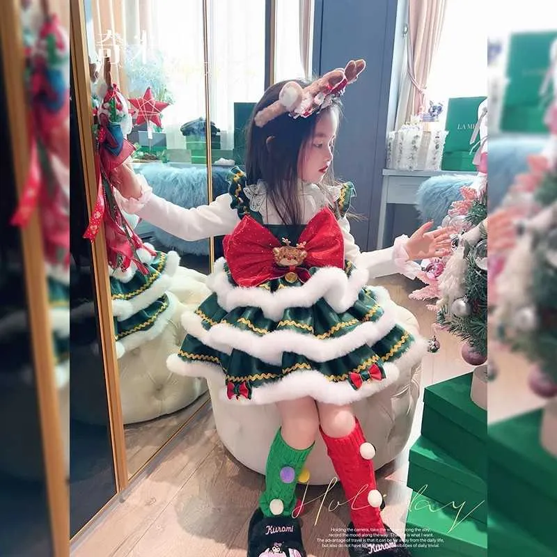 open lace back dress Kids Holiday Snow Princess Dress main image 1