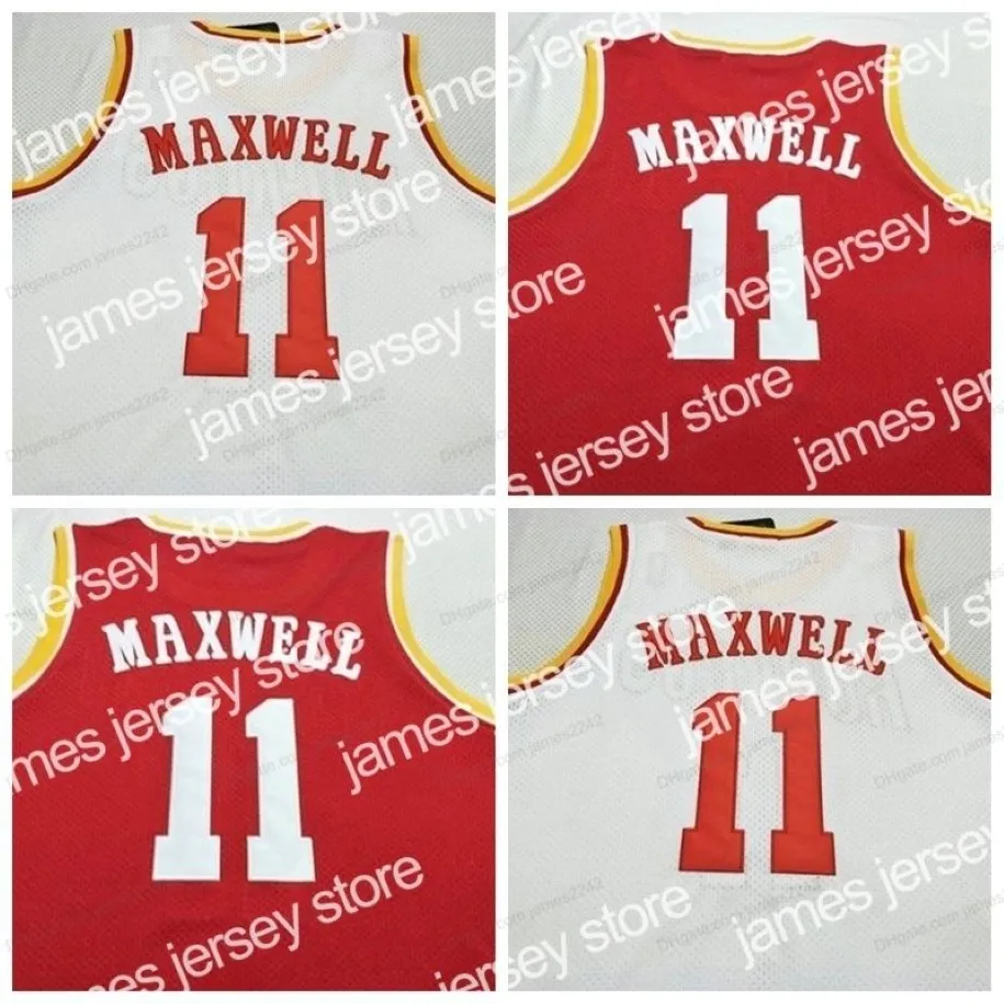 Basketball-Trikots Custom #11 Vernon Maxwell Basketball Trikot Herrengenähte weiß Rot AnyxS-5xl Name und Nummer Top 210m