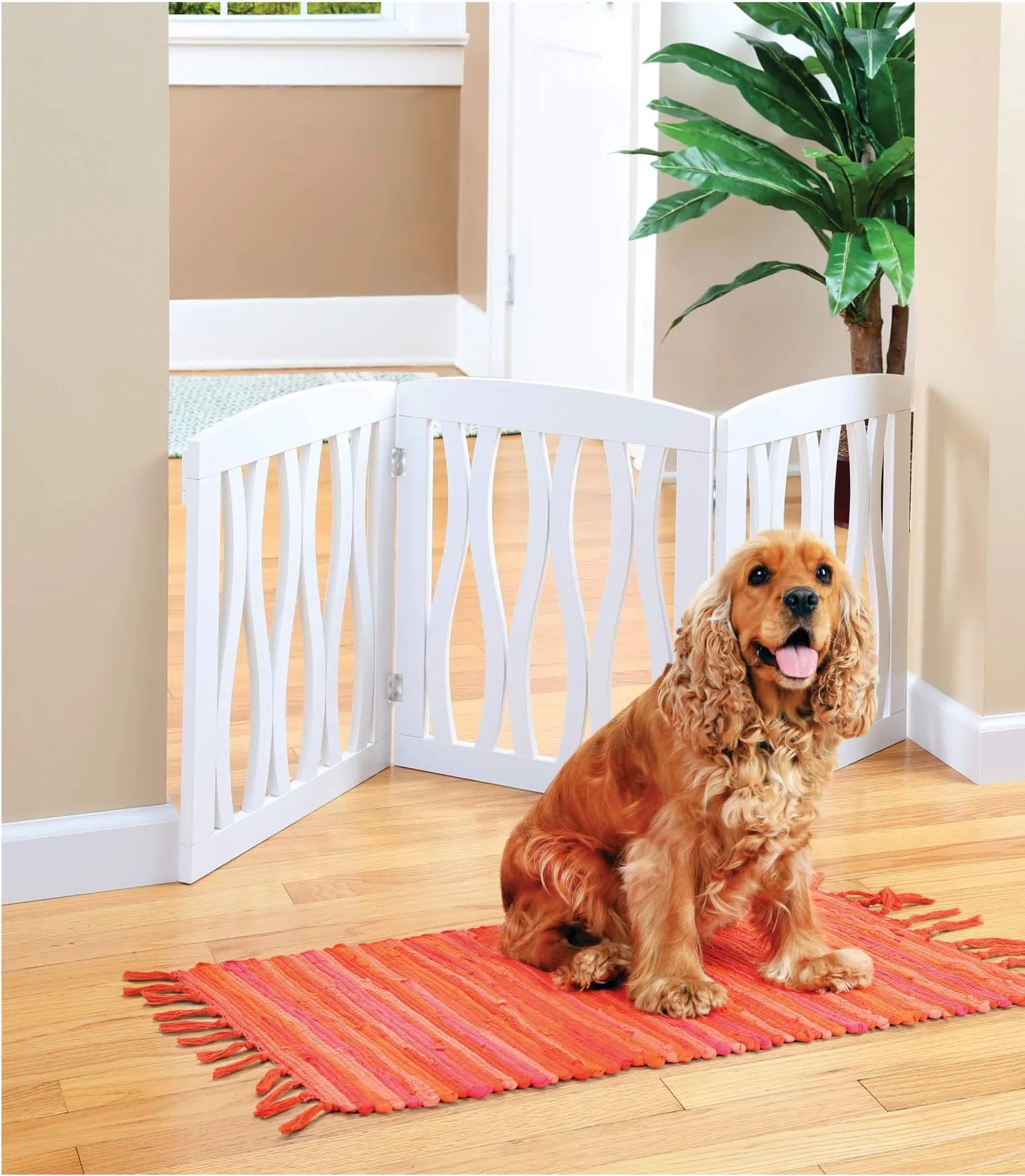 Dog Gate Expanding Fence Pets Baby Gates SFJC Freestanding