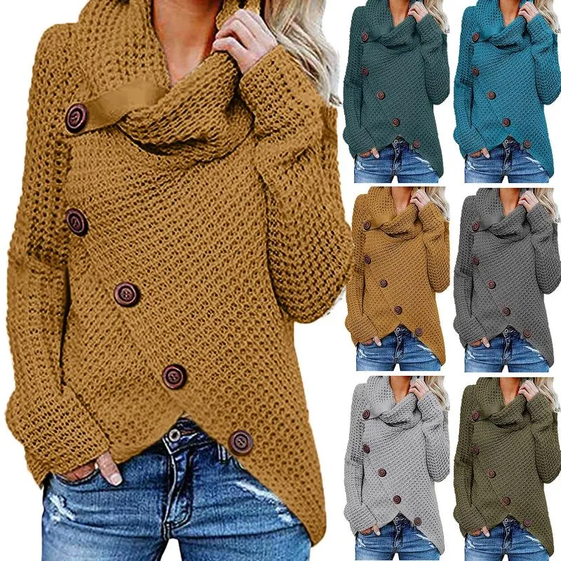 女性用Tシャツファッション秋の冬の長袖ボタン不規則なニットセータートップ女性ブラウス2024 Y2Kのシャツ