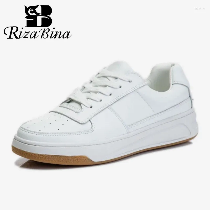 Casual Shoes RIZABINA 2024 Ins Women Sneakers Real Leather Fashion Flats Woman Cross Strap Daily Spring Lady Footwear Size 35-40