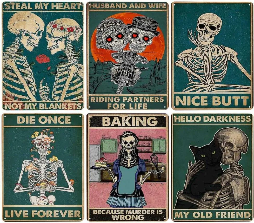 Vintage Funny Nice Butt Skeleton Retro Tin Signs Plack Home Office Restaurang Klassrum Toalett Farmhouse Badrum Dekor gåvor7931979