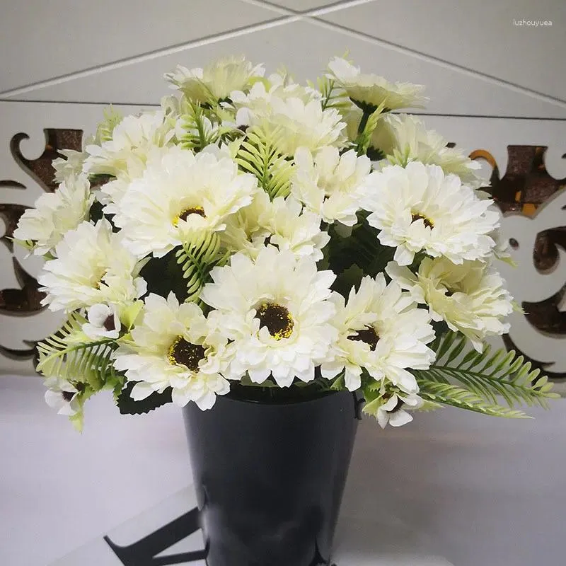 Декоративные цветы 6 головы Большой букет Дейзи искусственный шелк Гербера Ветвь свадьба домашний стол