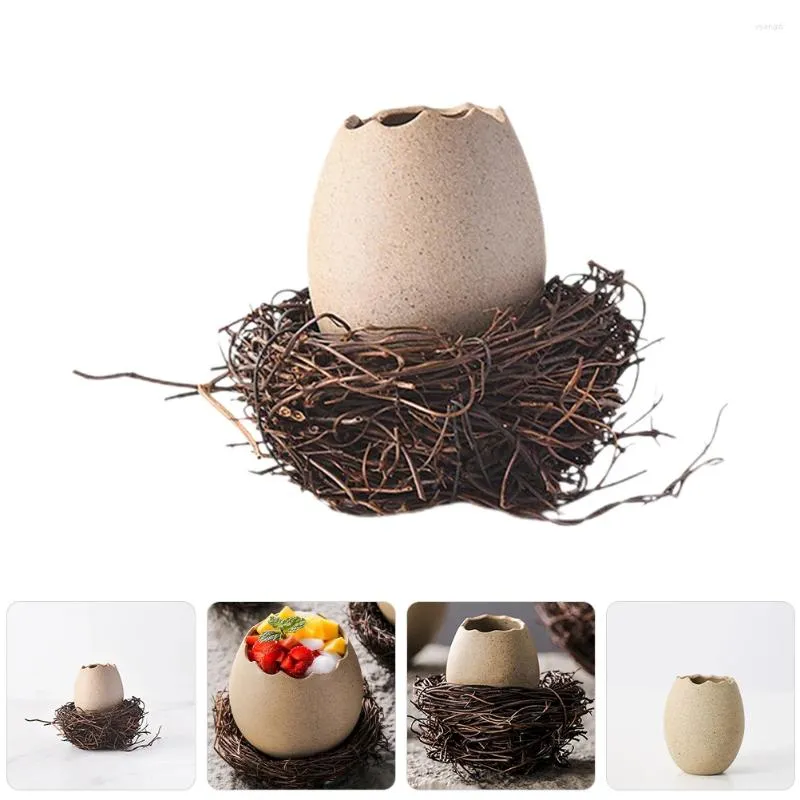 Vasi di guscio di uovo VASO DI FIRO SPOCCHI Pianta rustica Piatti succulenti pentole in ceramica a forma di uovo a forma di uova nido di uccello Pasqua