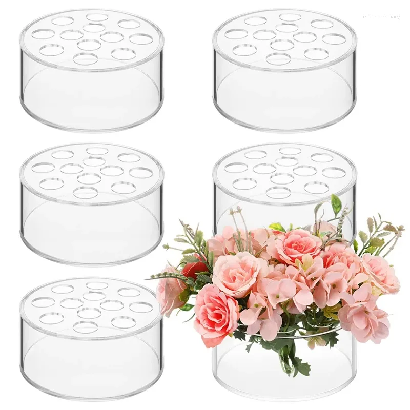 Vasos acrílico Floral Piece para decorações de mesa de jantar Casamento redondo vaso de flores 12 buracos