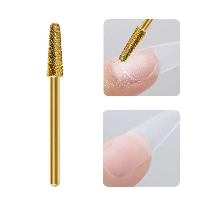 BITS GOLDEN TUNGSEN in carburo per perforazione per unghie Accessorio per macchine per manicure per mezze punta gel smellire limosta