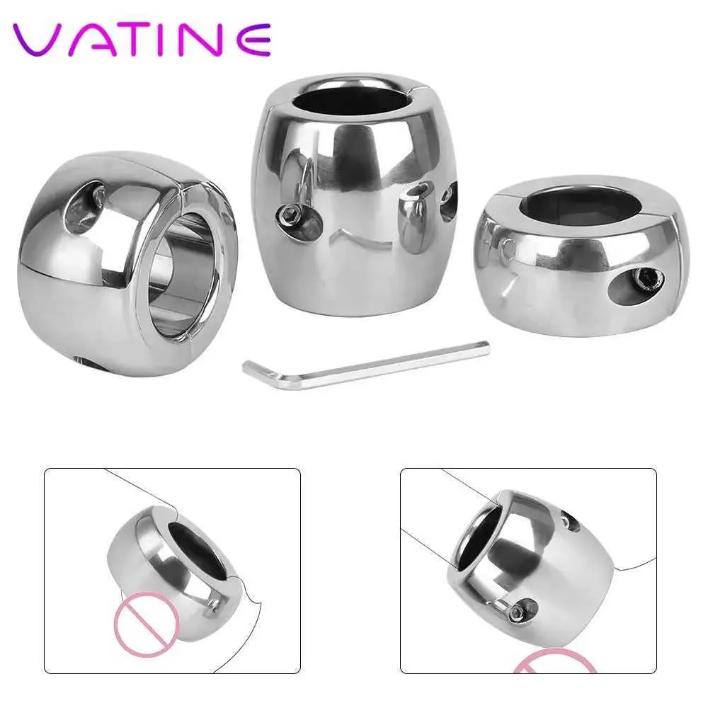 Nxy Cockrings Vatine Cock Lock Ring Testis Weight Stretchers Penis Trainer Restraint Stainless Steel Sex Toys for Men Scrotum Pendant Ball 240427