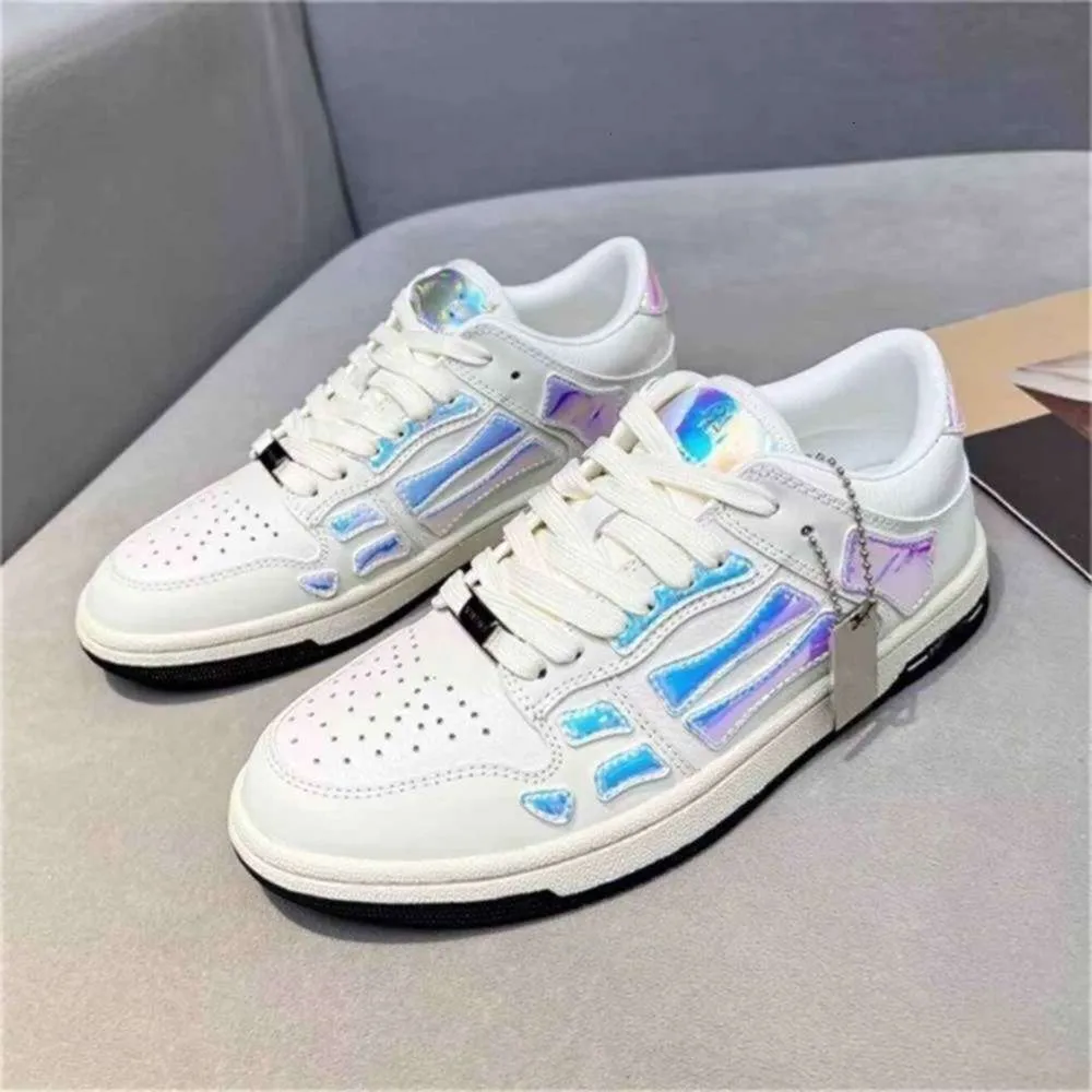 Luxury 2023 Skel Top Sneakers Shoes Bones Leather Trainers Skull Women Mens Reflective Skeleton Party Wedding Mesh Skateboard Walking Eu35-46