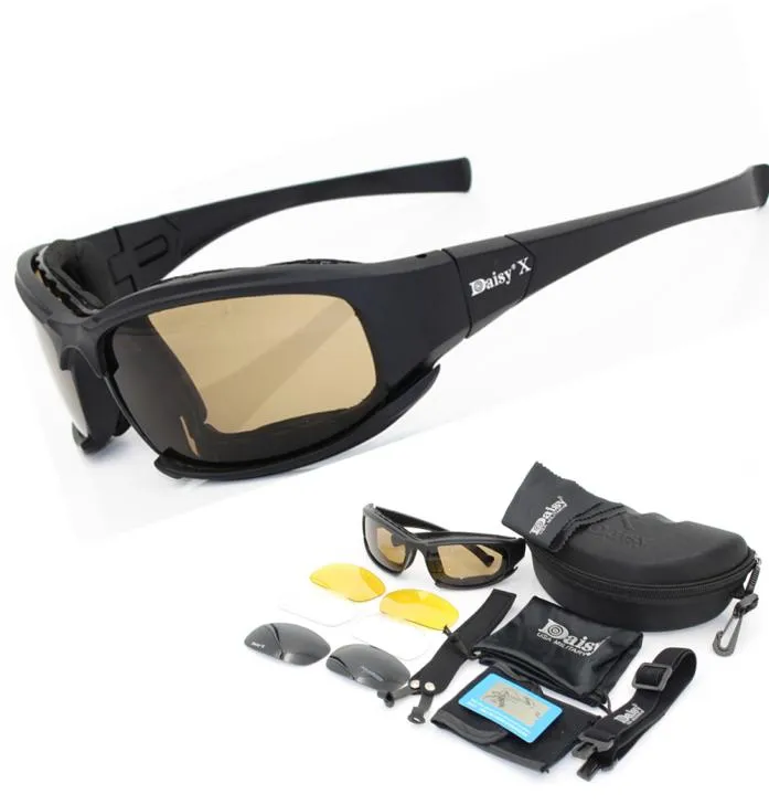 Daisy X7 Motorfietsglazen Militaire bril Bulletproof gepolariseerde zonnebrillen Jacht schieten AirSoft Eyewear C5 C68423909