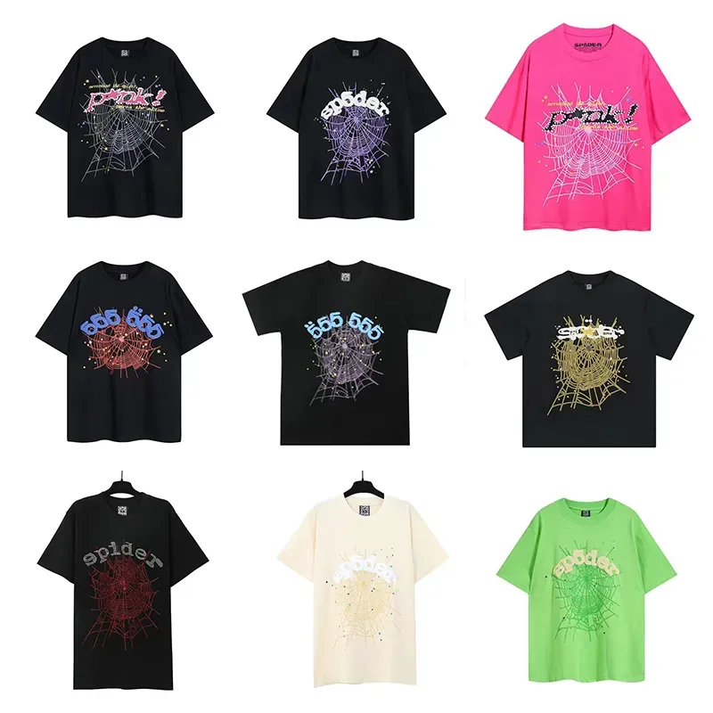 Young Thug Designer T -shirt 2024 Zomer voor mannen en vrouwen maat S M L XL Grafische T -shirt kleding 555 Spider T -shirt Pink Black Wit 55555