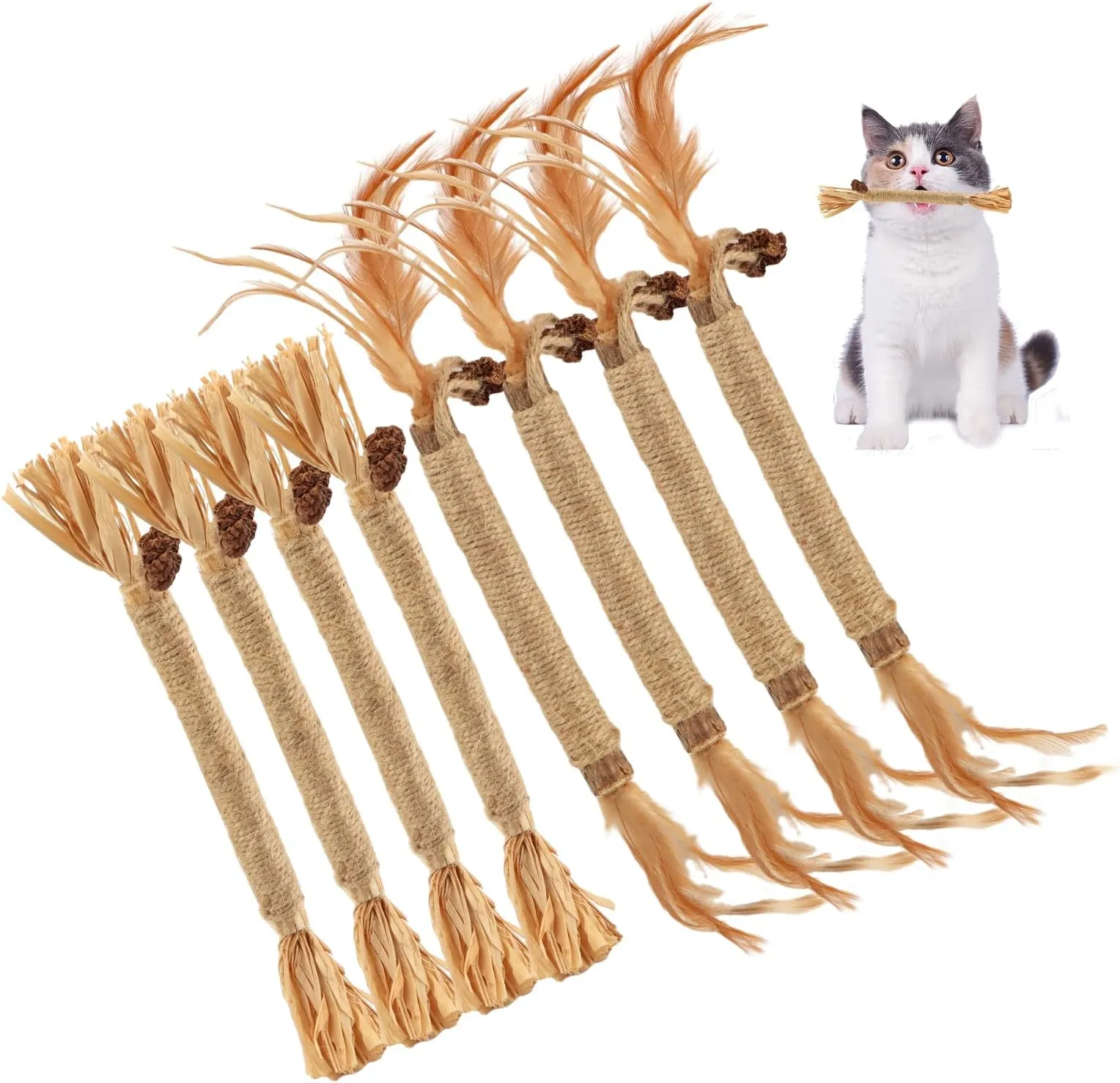 Chew Sticks Best Cat Teething Toys Kitten Teething Toys With Silvervine  Sticks, Raffia Cat Chew Toys