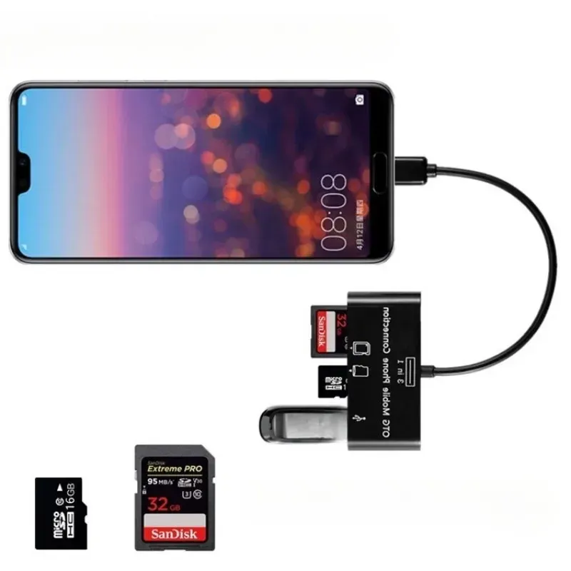 Adaptador Tipo-C TF CF SD Memory Card Reader OTG Compact Flash USB-C para iPad pro Huawei para MacBook USB tipo C Reader.
