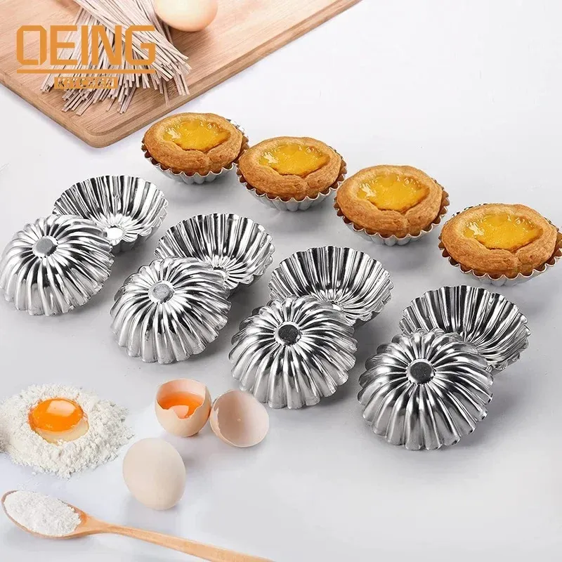 Moldes 10 pcs mini molde de aço carbono molde cupcake biscoito de pudim de torta de molde de cozimento antiaderente ferramenta de assadeira muffin copos de panificação ferramentas