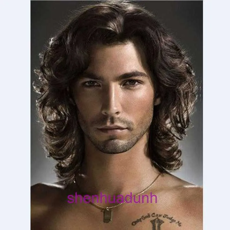 Hot selling Wig Mens short hair curl Dark Brown womens