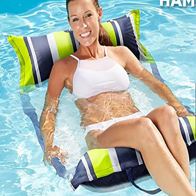 Cama flutuante inflável de verão impressão de cor de backrest dobrável drenagem flutuante cadeira flutuante cadeira reclinável hammock 240425