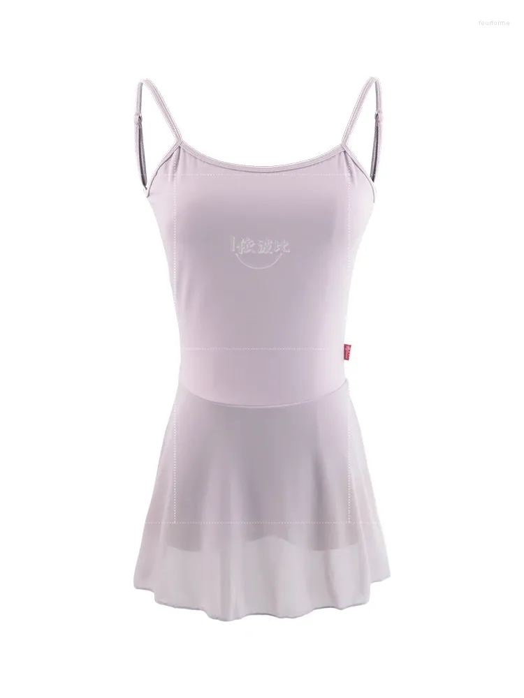 Stage Wear Ballet Lootards Dames volwassen bretels Dancing Dress Summer Gym Outfit uit één stuk gaas