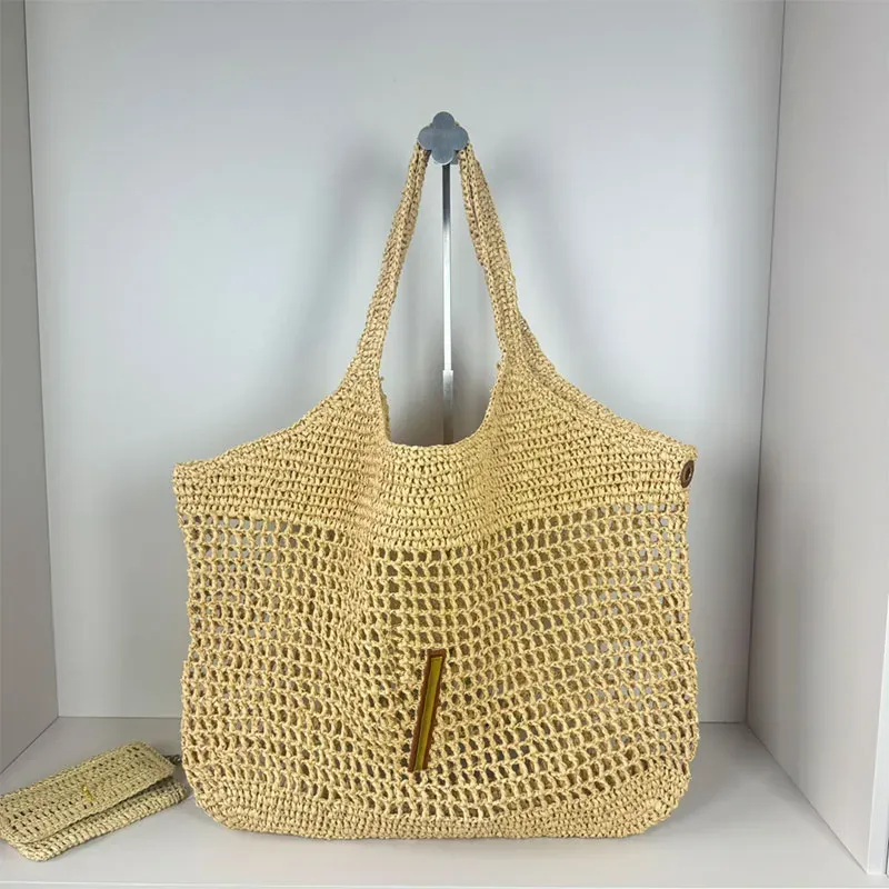 Mesh Beach Totes Sac à provisions pour femmes Designer Handbag Hands Grass Woven Tote Sac avec portefeuille Hollow Decoration Hardware Letter ACCESSOIRES SAL