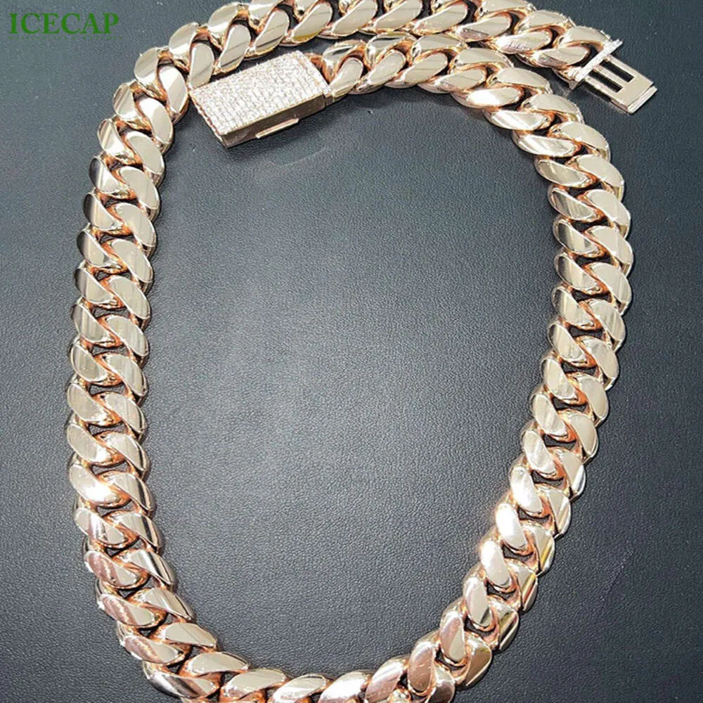 18K Gold Bathed Chain Link Chain Color Colar cubano Jóias VVS Missanite Diamond 925 Colar cubano para homens