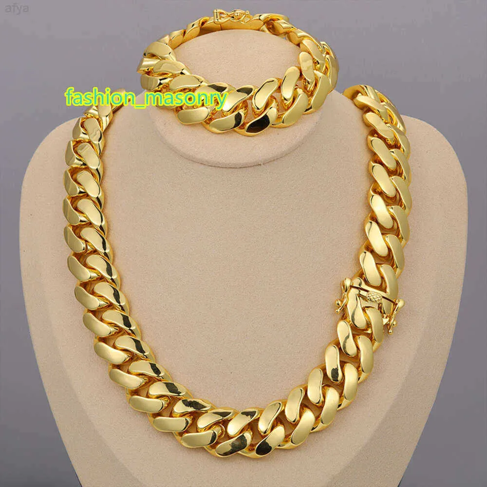 Cadena Cubana Wholesale Hip Hop 14k 18K 24K Real Gold Plated Heavy Solid Miami Cuban Link Chain Necklace For Men