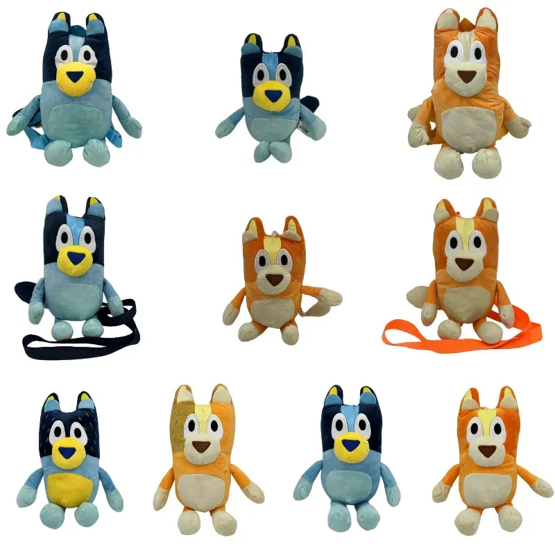 Cartoon Bluey Puppy Farged Toy Kids Backpack jeu jeu jeu Play