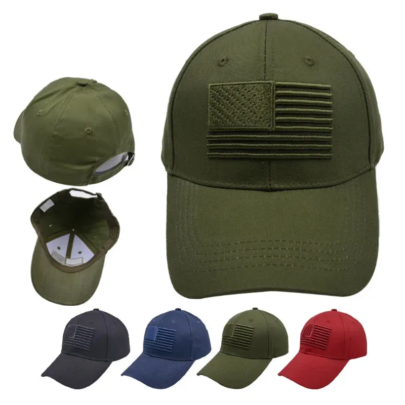 Softball 2022 Novo Capinho de beisebol de algodão verde preto Men do exército tático Dadd Hat Hat American EUA Flag Hip Hop Hat Caps