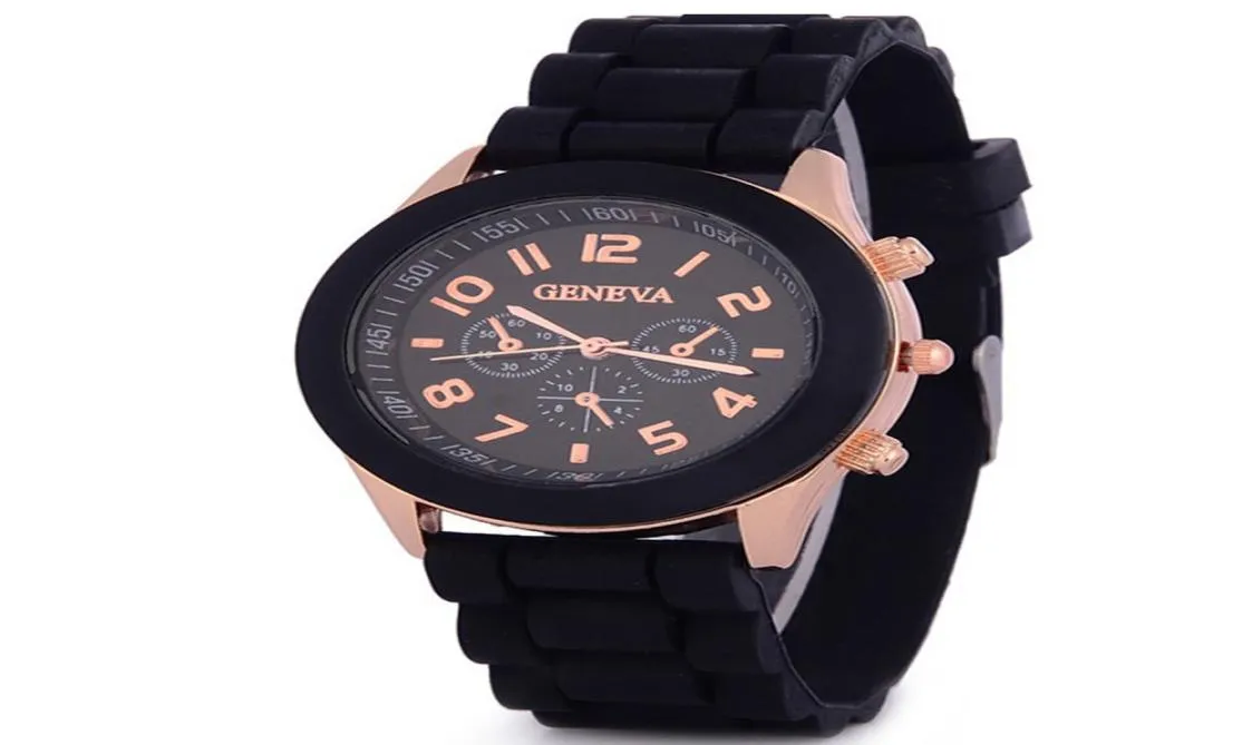 New Mint Green Geneva Watch Shadow Design Rose Gold Rubber Silicone Candy Unisex Quartz Wristwatches For Gift9926040