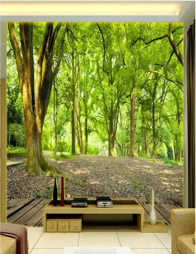 3D Landschap met groene bos muurschildering 3D Wallpaper 3D Wall Papers voor tv -achtergrond2804618