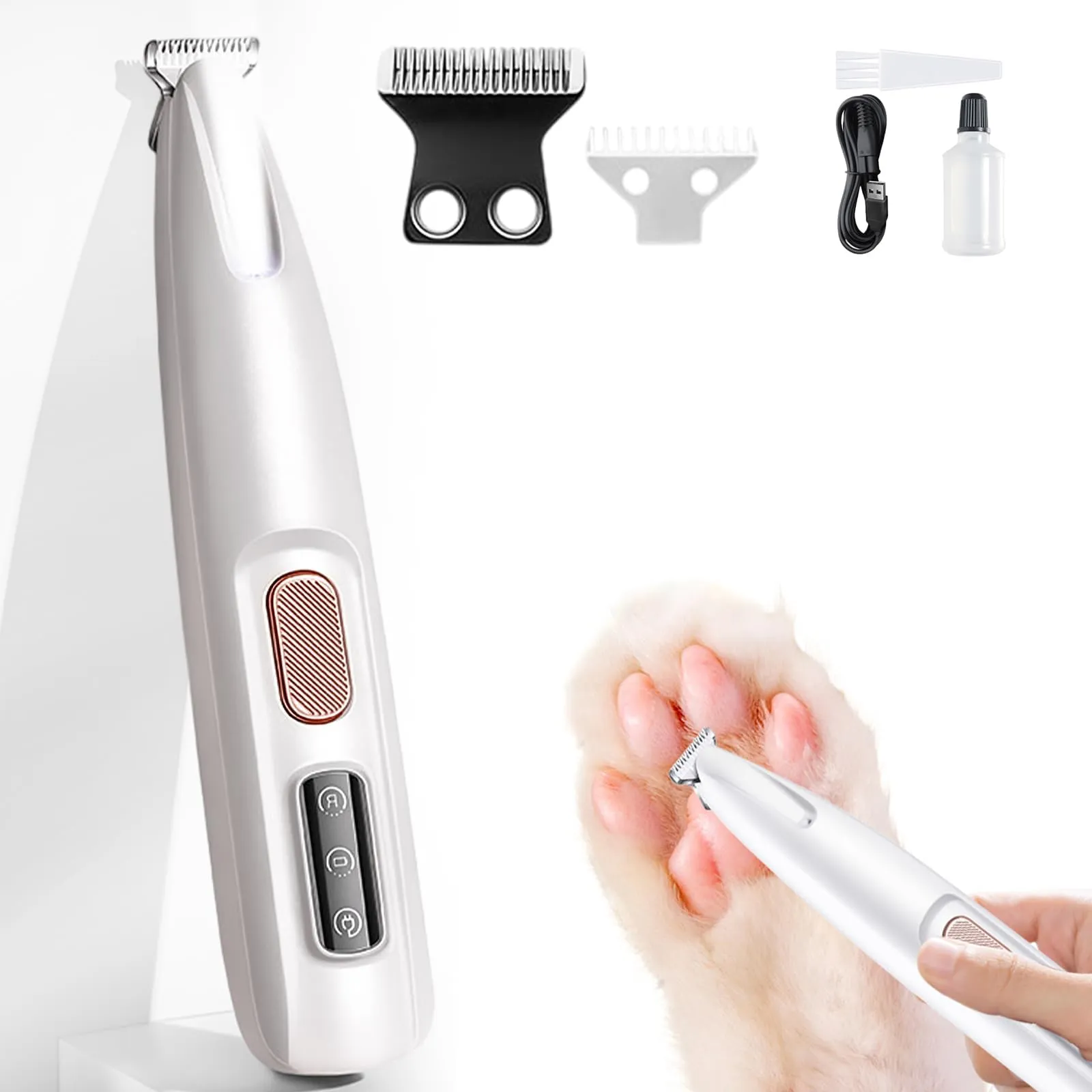 LED Waterproof Dog Paw Nasal Hair Trimmer With Display Clippers For Grooming - 18mm Widen Blade