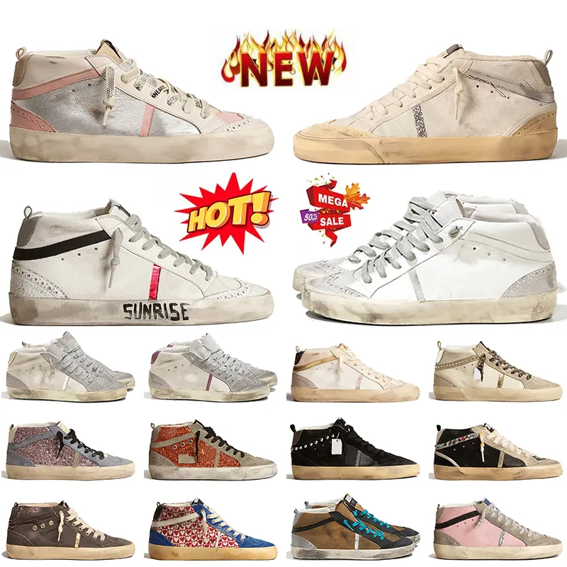 2024 Nya modedesigner Casual Shoes Luxury Golden Goode Mid Star Italy Brand Handmade Trainers OG Original Womens Mens Platform Suede Leather Flat Ball Sneakers