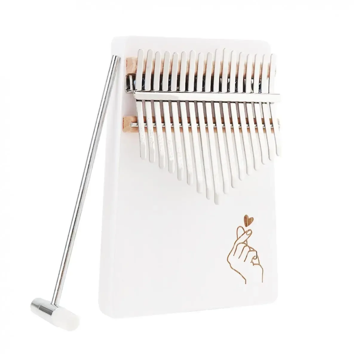 Tastiere 17 chiavi Piano per pollice Kalimba Modella cardiaco di dito bianco Solido a tavola singola pino mbira mini strumenti per tastiera portatile