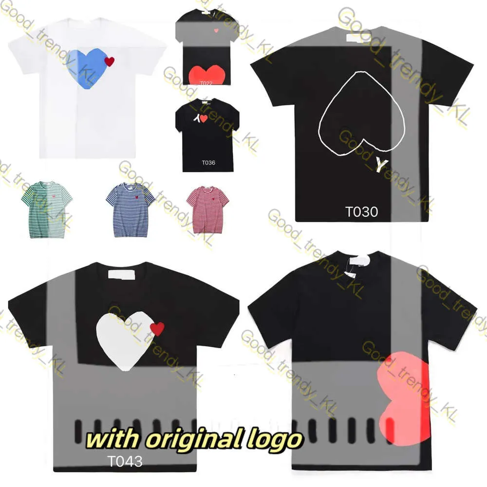 Designer Red Heart CDGS T-shirts Summer Mens High Quality Play T-shirt Short Sleeve Fashion Womens Des Badge Garcons broderie 738