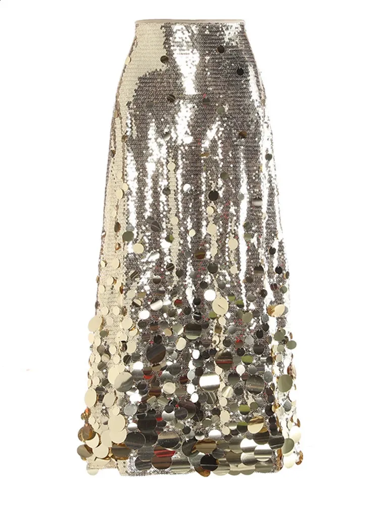 Jupe Longue à Paillettes Femme – Taille Haute Scintillante, Idéale Cocktail, Soirée & Événements Festifs 2025
