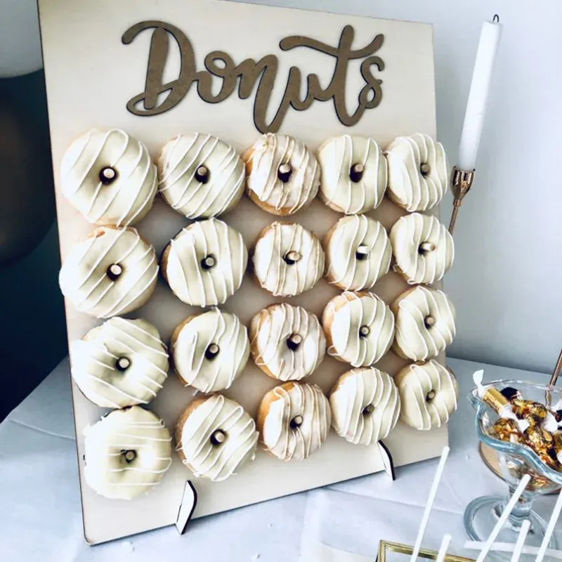 Dekoration DIY Holz Donut Wand Rustikaler Hochzeit Dekorationstisch Donut Party Dekor Babyparty Jubiläum Geburtstagsveranstaltung Party Gunst