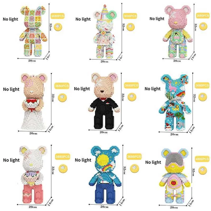 Transformation Toys Robots Cartoon Love Violent Bear 32cm Bear Brick Color Model Building Bloum Micro Diamond Brick Childrens Toy Gift Set Giant Fluid Viidel24