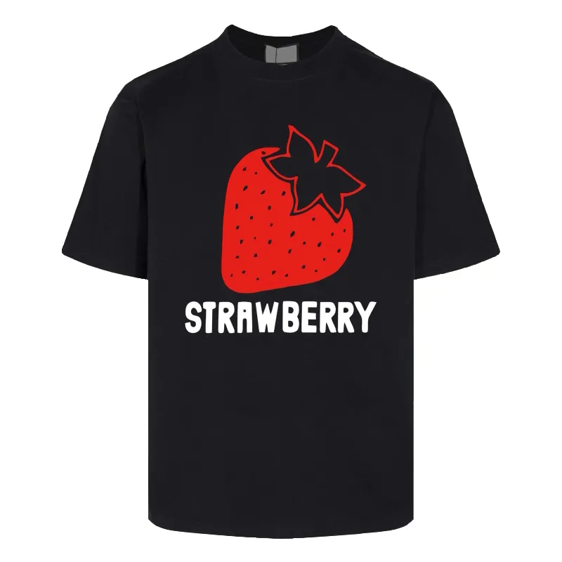 24ss Spring Summer Europe Italy Letter Big Strawberry Print Tee Fashion Mens Skateboard Short Sleeve Tshirt Women Clothes Casual Cotton Designer T shirts 0427