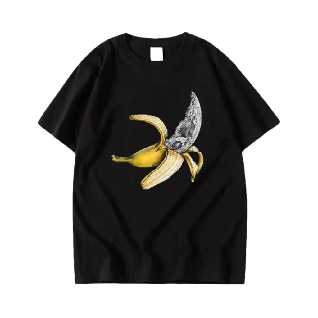 Oryginalny designerski designerski kreskówek Banana druk t -koszulki Męscy kreatywny komfortowy moda letnie retro proste luźne obfite okrągły top