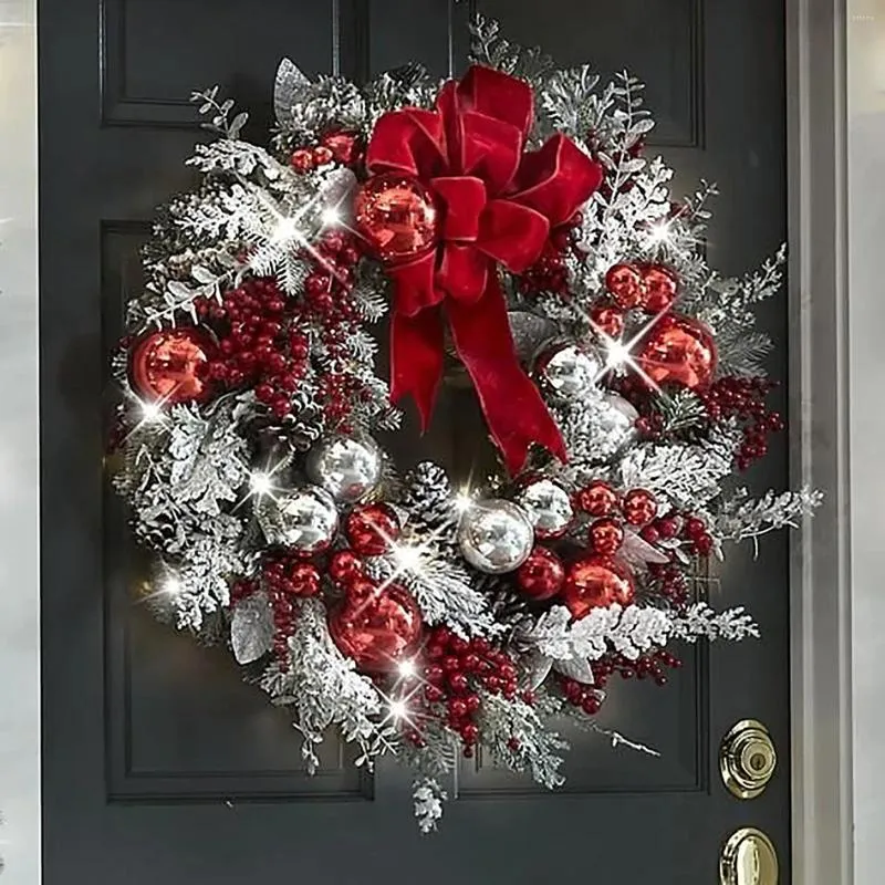 Dekorative Blumen roter Weihnachtskranz für Vordertür Gold Fenster Wanddekoration 2024 Girlanden Ornament Guirnalda Navidad