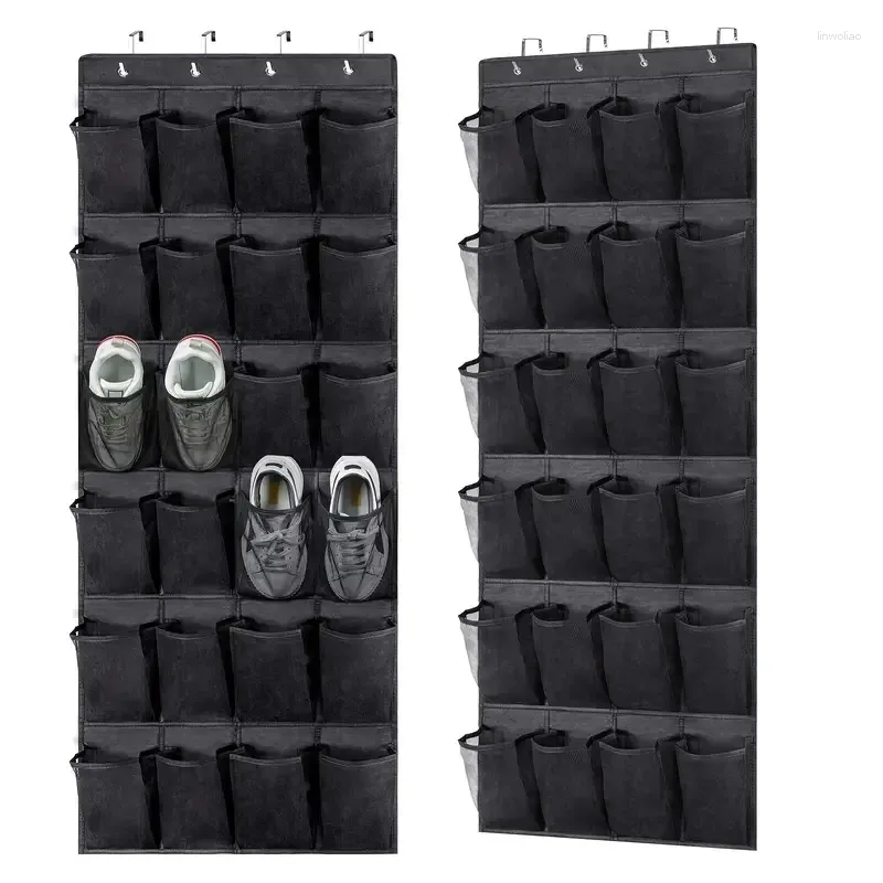 Sacos de armazenamento 1pc sobre o organizador de sapatos da porta pendurado suporte para cabine de armário com 24 bolsos grandes de malha