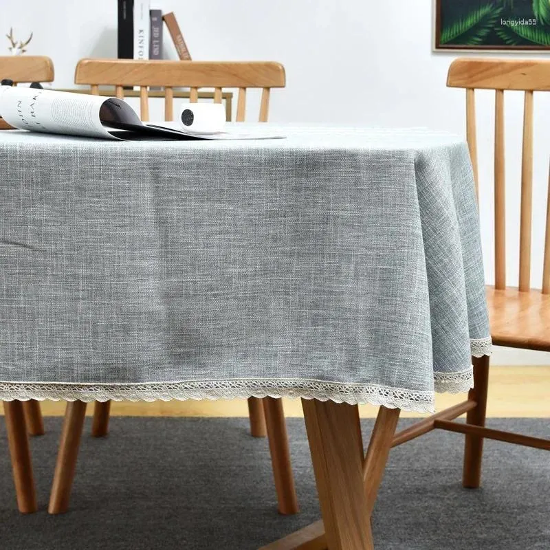 Tischtuch hochwertiges Luxus -Baumwollwäsche Melange Spitze Selvage Stickerei Dicke El Hochzeit Dining Oval Cover