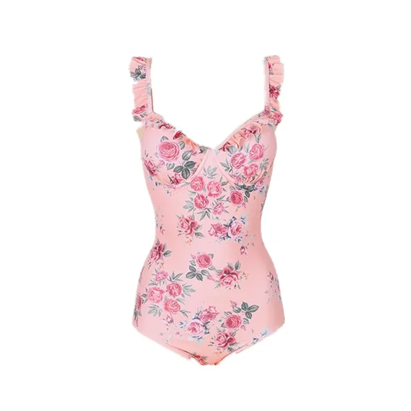 Japanese and Korean new style one-piece swimsuit women ins style floral girl sexy hot spring swimsuit - For Japanese and Korean swimsuit