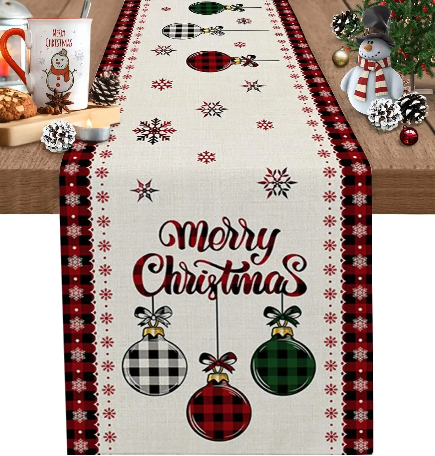 Pads Merry Christmas Tree Ball Linen Table Runners Decorazioni per feste per feste riutilizzabili da pranzo Runenrs Wedding Navidad Decorazioni